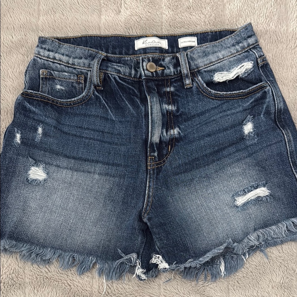 KanCan Women's Distressed Denim Shorts - Blue